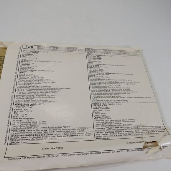 McCalls 720 Attic Babies Craft 27" Doll Sewing Pattern Boy & Girl UNCUT - Picture 13 of 13